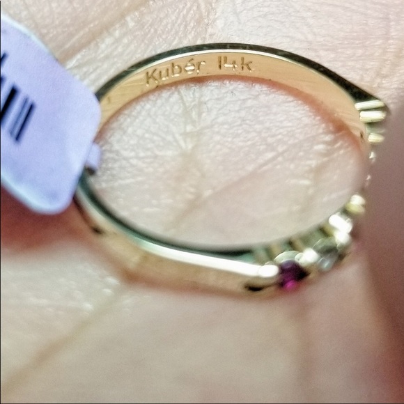 14 k yellow gold ring band with genuine diamonds - Picture 3 of 12